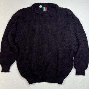 Vintage Colore Italia Sweater Dark Purple Wool Blend Made In Italy